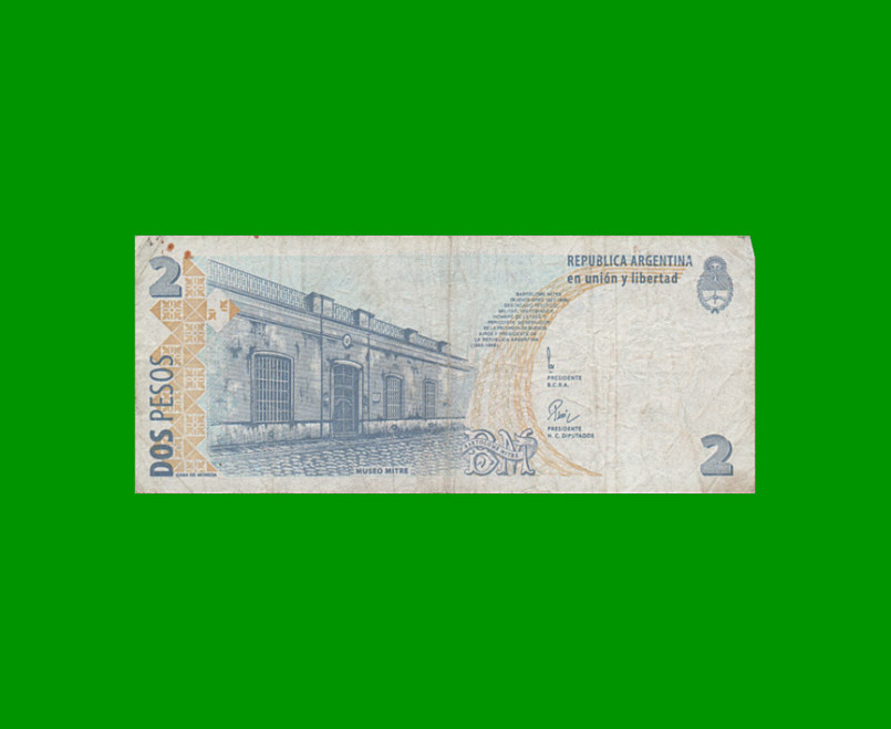 PESOS CONVERTIBLES 2do DISEÑO $2,00, BOT 3202, AÑO 1998, ESTADO BUENO+ .- - Imagen 2