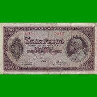BILLETE DE HUNGRIA 100 PENGO, PICK 111, AÑO 1945 ESTADO BUENO.-