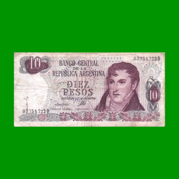 PESOS LEY 18.188 $10,00, BOT 2354, AÑO 1974, ESTADO BUENO.-