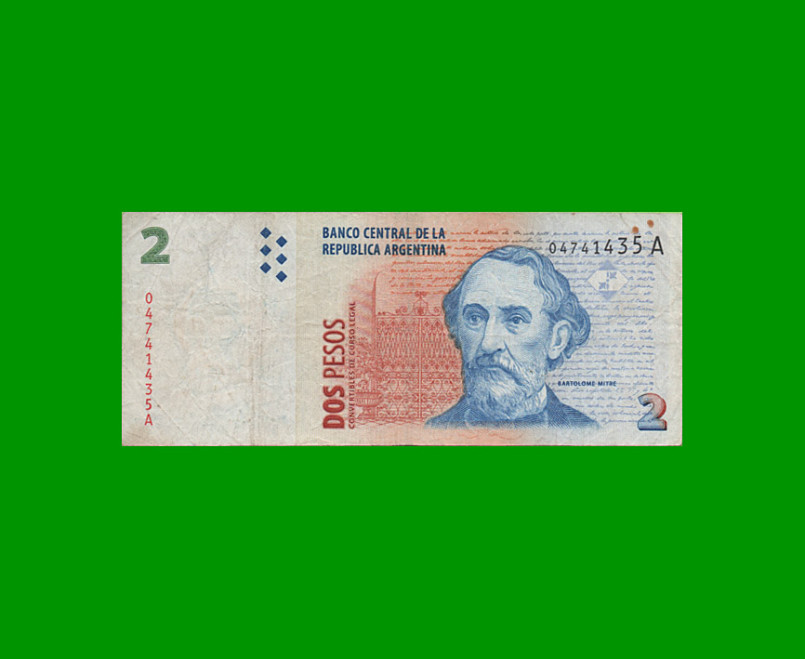 PESOS CONVERTIBLES 2do DISEÑO $2,00, BOT 3202, AÑO 1998, ESTADO BUENO+ .-