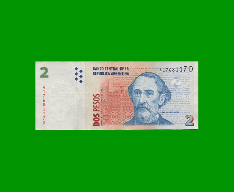 PESOS CONVERTIBLES 2do DISEÑO $2,00, BOT 3210, AÑO 2002, ESTADO MUY BUENO+ .-