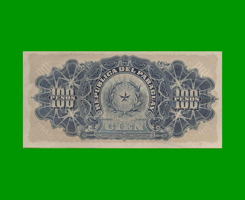 BILLETE DE PARAGUAY 100 GUARANI, PICK 134, AÑO 1907, ESTADO SIN CIRCULAR - Imagen 2