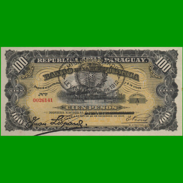 BILLETE DE PARAGUAY 100 GUARANI, PICK 134, AÑO 1907, ESTADO SIN CIRCULAR