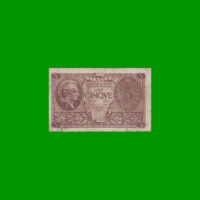 BILLETE DE ITALIA 5 LIRAS, PICK 31c, AÑO 1944, BUENO.-
