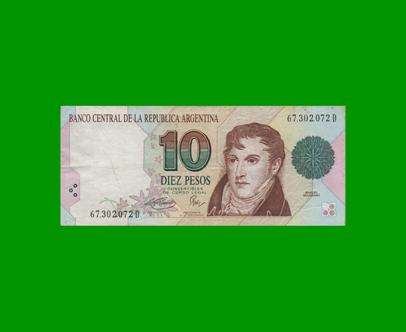 PESOS CONVERTIBLES 1er DISEÑO $10,00, BOT 3046, AÑO 1996, ESTADO MUY BUENO.-