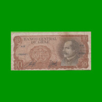 BILLETE DE CHILE 10 ESCUDOS, PICK 143, AÑO 1973/75, ESTADO BUENO .-