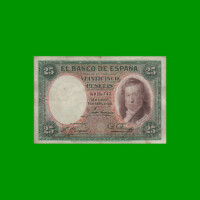 BILLETE DE ESPAÑA 25 PESETAS, PICK 81, AÑO 1931, ESTADO BUENO .-