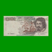 BILLETE DE ITALIA 100.000 LIRAS, PICK 110a, AÑO 1983, ESTADO MUY BUENO+.-