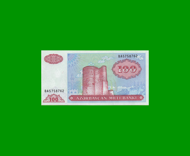 BILLETE DE AZERBAIYAN 100 MANAT, PICK 18b, AÑO 1993, ESTADO SIN CIRCULAR.-