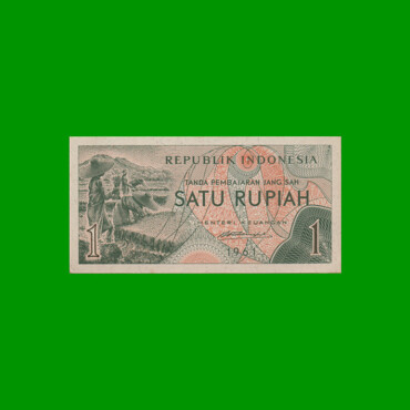 BILLETE DE INDONESIA 1 RUPIAS, PICK 78, AÑO 1961, ESTADO SIN CIRCULAR.-