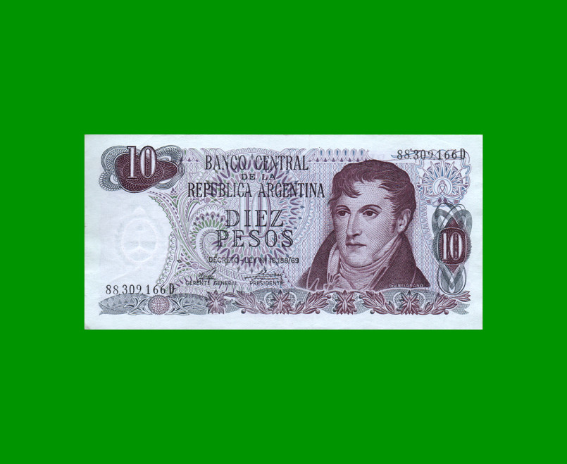 PESOS LEY 18.188 $10,00, BOT 2359, AÑO 1976, ESTADO EXCELENTE .-