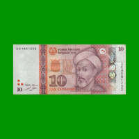 BILLETE DE TAJIKISTAN 10 SOMONI, PICK 24, AÑO 2021, ESTADO MUY BUENO.-