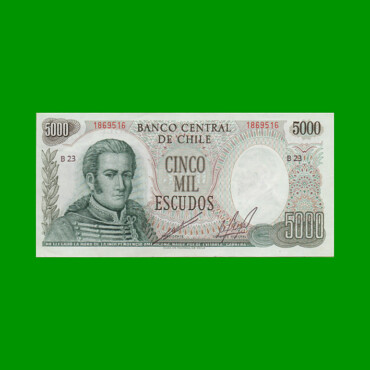 BILLETE DE CHILE 5.000 ESCUDOS, PICK 147,ESTADO EXCELENTE+ .-