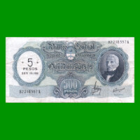 MONEDA NACIONAL $500,00 RESELLADO A $5,00 PESOS LEY 18.188, BOT 2208, AÑO 1969, ESTADO MUY BUENO- .-.-