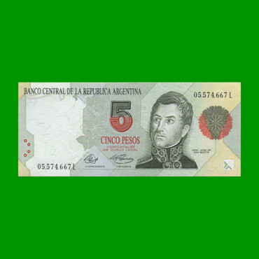 PESOS CONVERTIBLES 1er DISEÑO $5,00, BOT 3025, AÑO 1994, ESTADO EXCELENTE+ .-