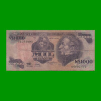 BILLETE DE URUGUAY $1.000,00 N$ PICK 64Aa, AÑO 1991, SERIE C, ESTADO BUENO.-
