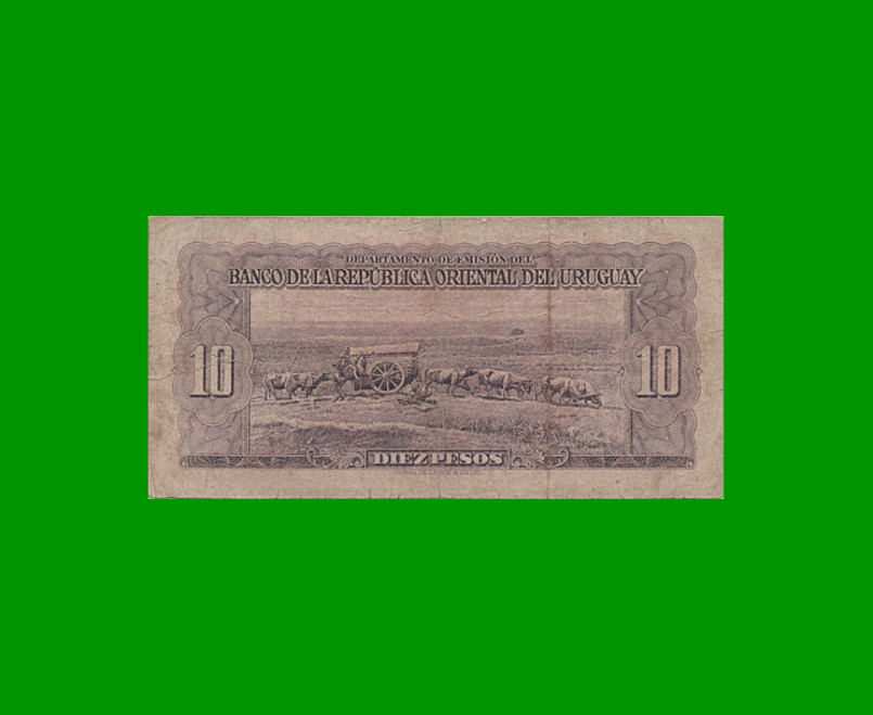 BILLETE DE URUGUAY $10,00, PICK 37c, SERIE C, ESTADO BUENO.- - Imagen 2