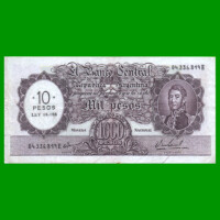 MONEDA NACIONAL $1.000 RESELLADO A $10,00 PESOS LEY 18.188, BOT 2212, AÑO 1969, ESTADO MUY BUENO .-