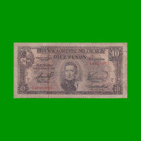 BILLETE DE URUGUAY $10,00, PICK 37c, SERIE C, ESTADO BUENO.-