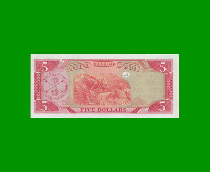 BILLETE DE LIBERIA 5 DOLARES, PICK 26f, AÑO 2011, ESTADO SIN CIRCULAR.- - Imagen 2