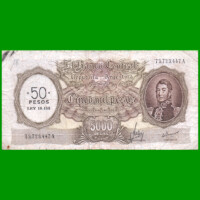 MONEDA NACIONAL $5.000 RESELLADO A $50,00 PESOS LEY 18.188, BOT 2217, AÑO 1969, ESTADO BUENO+ .-