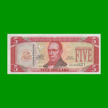 BILLETE DE LIBERIA 5 DOLARES, PICK 26f, AÑO 2011, ESTADO SIN CIRCULAR.-