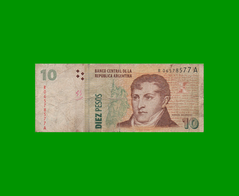 REPOSICION BILLETE CONVERTIBLE SEGUNDO DISEÑO $ 10,00, BOT 3406, ESTADO BUENO.-