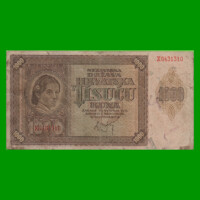 BILLETE DE CROACIA 1.000 KUNA, PICK 4, AÑO 1941, ESTADO BUENO.-