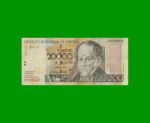 BILLETE DE VENEZUELA 20.000 BOLIVARES, PICK 85, AÑO 2004, ESTADO SIN CIRCULAR.-