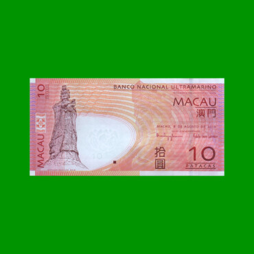 BILLETE DE MACAO 10 PATACAS, PICK 80b, AÑO 2010, ESTADO SIN CIRCULAR.-