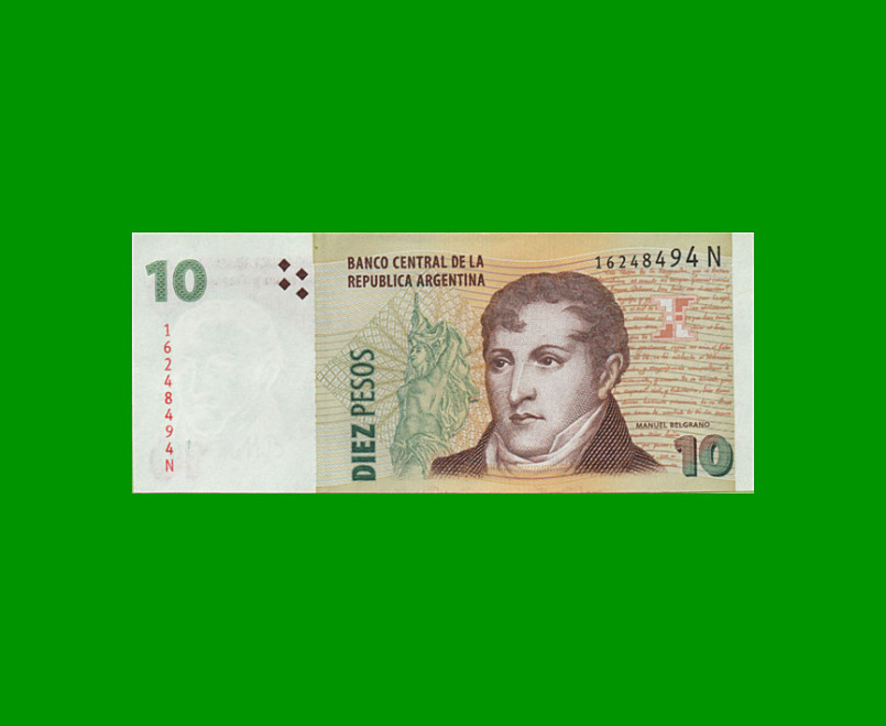 PESOS CONVERTIBLES 2do DISEÑO $10,00, BOT 3438, AÑO 2011, ESTADO SIN CIRCULAR.-