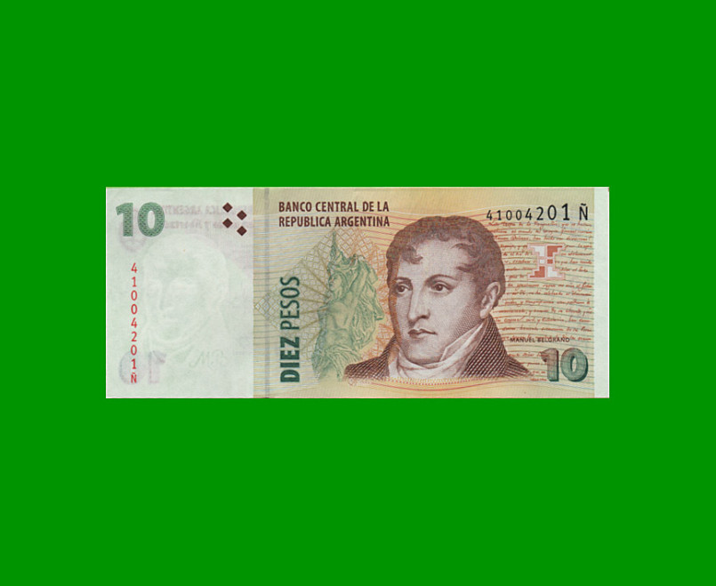 PESOS CONVERTIBLES 2do DISEÑO $10,00, BOT 3442, AÑO 2014, ESTADO EXCELENTE.-