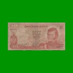 BILLETE DE CHILE $ 10,00, PICK 150a, AÑO 1975, ESTADO BUENO .-