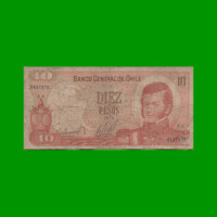 BILLETE DE CHILE $ 10,00, PICK 150a, AÑO 1975, ESTADO BUENO .-