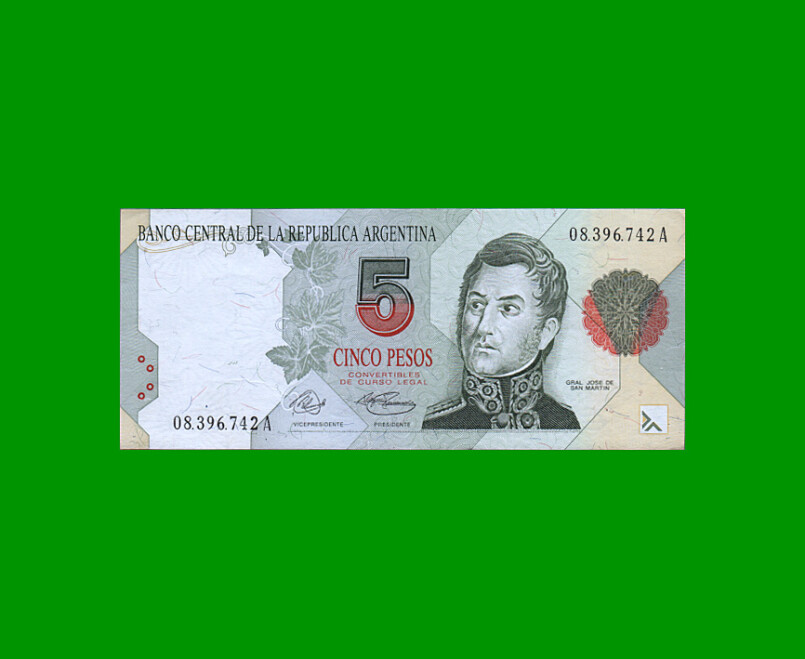 PESOS CONVERTIBLES 1er DISEÑO $5,00, BOT 3024, AÑO 1992, ESTADO EXCELENTE.-