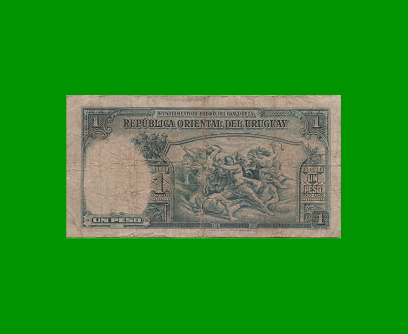 BILLETE DE URUGUAY $1,00, PICK 28d, ESTADO BUENO.- - Imagen 2