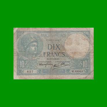 BILLETE DE FRANCIA 10 FRANCOS, PICK 84, AÑO 1939, ESTADO BUENO- .-