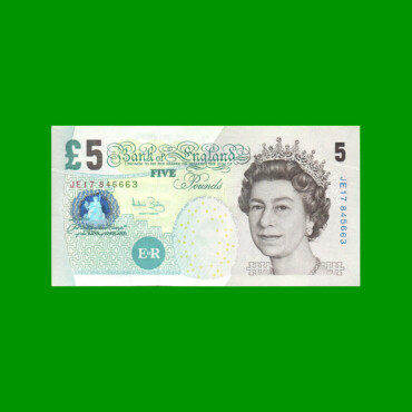 BILLETE DE INGLATERRA 5 LIBRAS, PICK 391, AÑO 2002 ESTADO SIN CIRCULAR.-