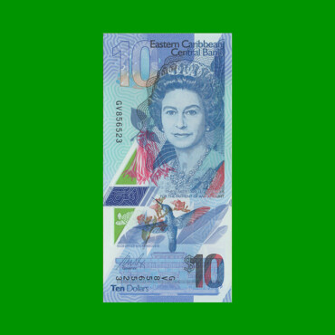 BILLETE DE CARIBE DEL ESTE 10 DOLARES, PICK 57, ESTADO SIN CIRCULAR.-