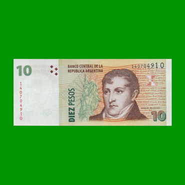 PESOS CONVERTIBLES 2do DISEÑO $10,00, BOT 3443, AÑO 2014, ESTADO EXCELENTE+ .-