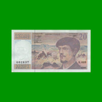 BILLETE DE FRANCIA 20 FRANCOS, PICK 151e, AÑO 1991, ESTADO EXCELENTE.-