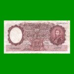 MONEDA NACIONAL $100,00, BOT 2042, AÑO 1952, ESTADO MUY BUENO+.-