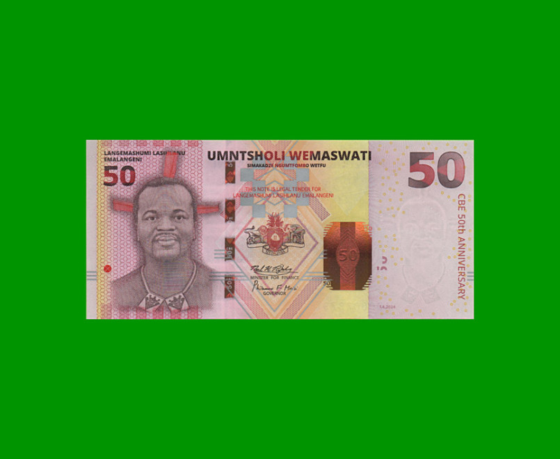 BILLETE DE ESWATINI 50 EMALANGENI, PICK 46, AÑO 2024 ESTADO SIN CIRCULAR.-