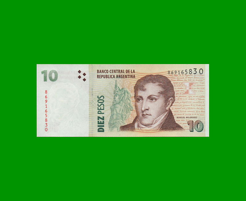 PESOS CONVERTIBLES 2do DISEÑO $10,00, BOT 3443, AÑO 2014, ESTADO SIN CIRCULAR .-