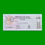 BONO DE SALTA 0,50CTVOS DE AUSTRALES, EC 050, AÑO 1985, ESTADO SIN CIRCULAR .-