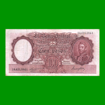 MONEDA NACIONAL $100,00, BOT 2036, AÑO 1948, ESTADO MUY BUENO.-