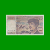 BILLETE DE FRANCIA 20 FRANCOS, PICK 151g, AÑO 1993, ESTADO EXCELENTE .-