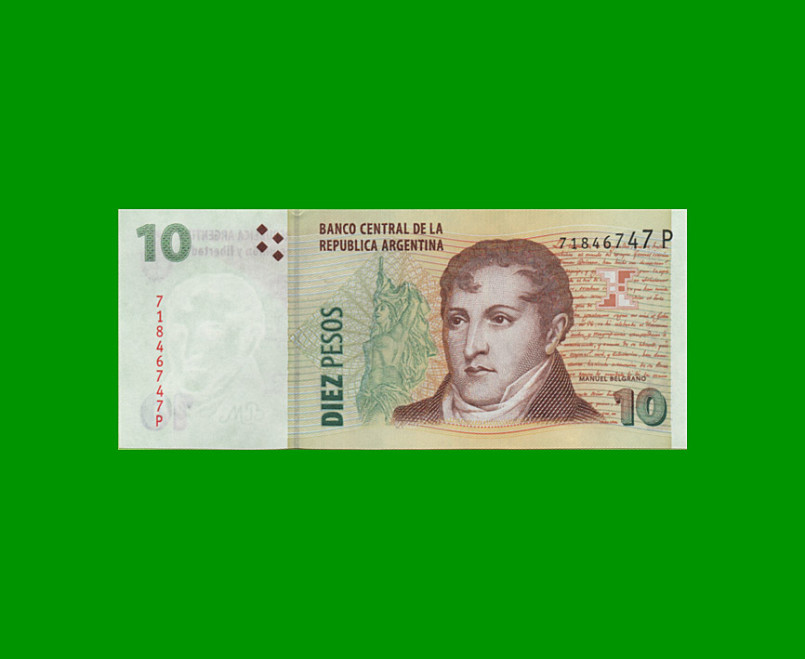 PESOS CONVERTIBLES 2do DISEÑO $10,00, BOT 3446, AÑO 2014, ESTADO SIN CIRCULAR .-