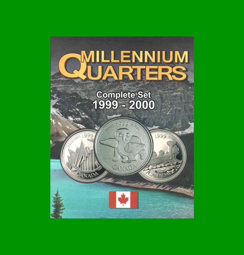 ÁLBUM VACIO PARA MONEDAS DE CANADA, MILLENNIUM QUARTERS AÑOS 1999-2000, NUEVO.-