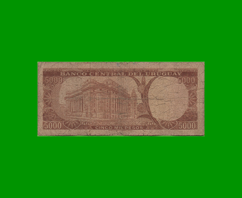 BILLETE DE URUGUAY $5.000,00, PICK 50b, AÑO 1967, SERIE C, ESTADO  BUENO.- - Imagen 2